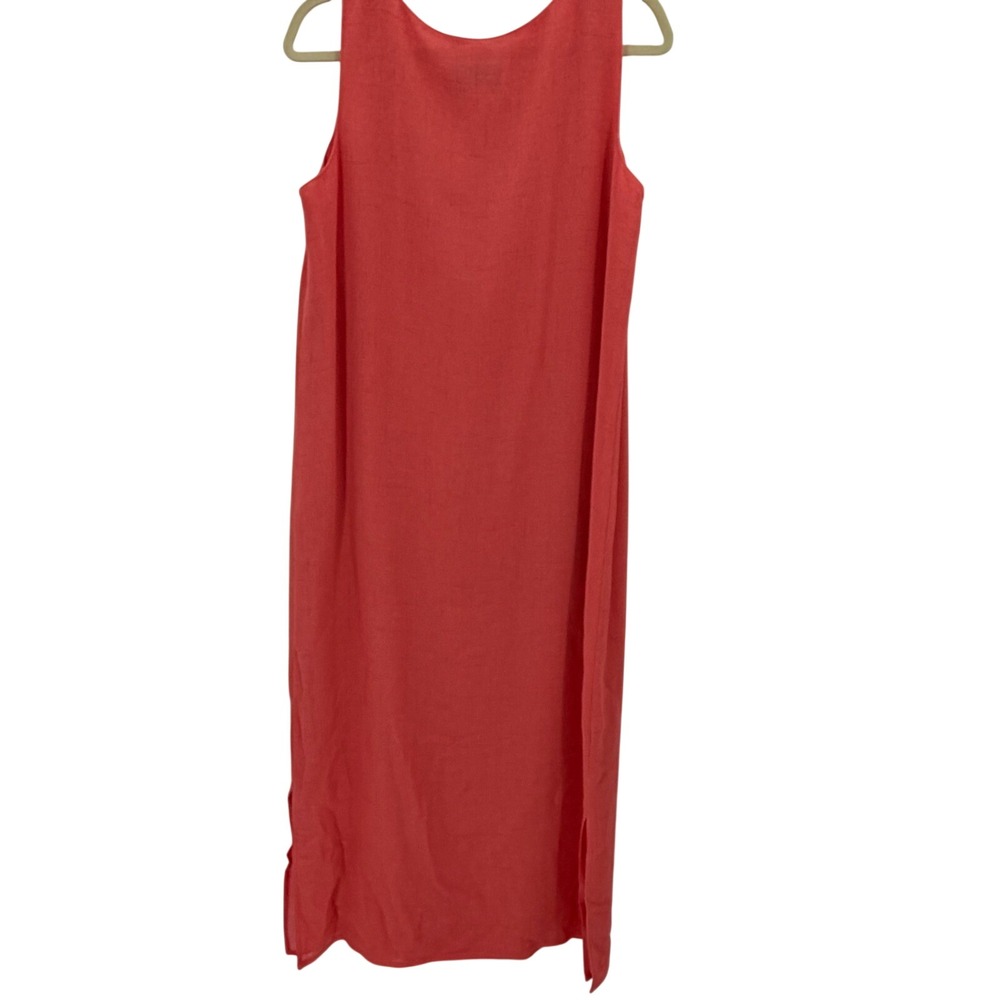 Plaza South Maxi Shift Dress size 12 Sleeveless Textured Slits Coral coastal - Picture 5 of 7